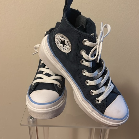 Converse All Satar Kids Navy Blue High-Top Sneakers - Picture 3 of 9